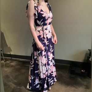 Open Back Floral Maxi Dress